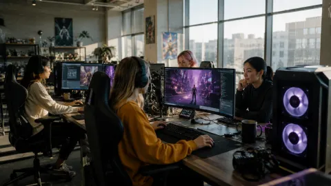 Estudio creativo moderno con luz natural
